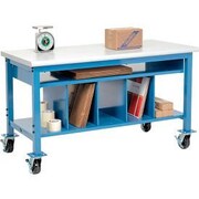 GLOBAL EQUIPMENT Mobile Packing Workbench W/Lower Shelf Kit, Laminate Safety Edge, 72"Wx36"D 412467A